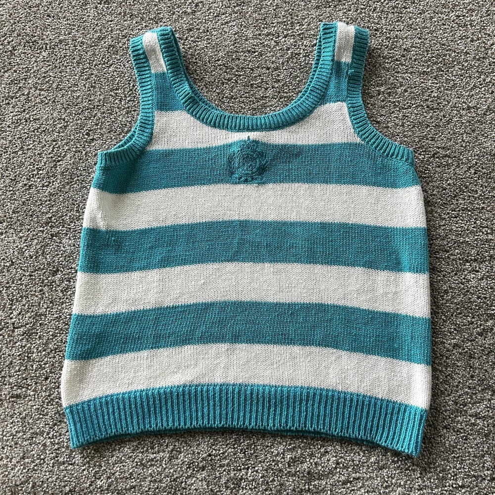 Nuggets Sweater Vest Womens L Blue White Striped Scoop Neck Sleeveless Knit